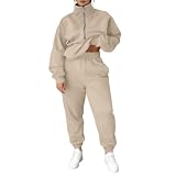 Conjunto de chándale de dos piezas para mujer, 2 Tracksuit Set económico, elegante y chic, ropa deportiva para otoño e invierno, conjunto cómodo de sudadera de manga larga y pantalones jogger de un