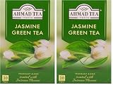 Ahmad Tea Jasmine Green Tea - Té verde con flores de jazmín reales - Bolsitas de té selladas con aroma y envueltas individualmente con 2 g de té por ración - 20 bolsitas de té (Paquete de 2)