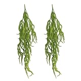 Shirfloral Paquete de 2 plantas colgantes artificiales de 32 pulgadas, cadena de perlas falsas, planta de amaranto verde falsa para colgar en la pared, lágrimas de pareja, decoración de boda, hogar,