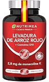 Levadura Roja de Arroz | + 2,8 mg Monacolina K | 90 Cápsulas Veganas | 15 mg Coenzima Q10 | Sin Citrinina | Nutrimea