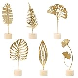 Keboyoe 6 Pieza Ginkgo Biloba Adornos Decorativos Estatua Creativa de Hoja | Ginkgo Estatua Hoja de Ginkgo Creativa Escritorio para el Hogar, para Oficina, Dormitorio, Biblioteca (Oro)