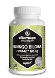 Ginkgo Biloba Extracto 50:1 100 mg = 5000 mg de Polvo de Hoja de Ginkgo por Cápsula Vegana, 100 Cápsulas para 100 Días de Suministro Continuo, sin Aditivos Innecesarios