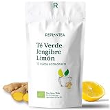 TÉ VERDE CON JENGIBRE Y LIMÓN 100% Orgánico 100g (50 Tazas) | Té Detox Orgánico REPLANTEA® | Energizante, Antioxidante y Digestivo