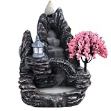 ZHAOYCSH Quemador de Incienso de Reflujo con Efecto Cascada, Soporte para Incienso de Resina, Incensario con Base Decorativa de Paisaje Natural para Meditación, Yoga, SPA, Relajación en el Hogar