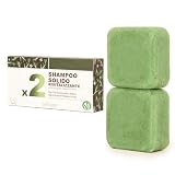 Enooso - Champú Solido Anticaida y Anticaspa con Romero y Biotina, Natural, Mujer y Hombre - Champu Volumen Cabello Fino y Pelo Graso, Detox Shampoo Jabon en Pastilla, Made in Italy, 2x65g