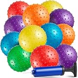 Bedwina Mini Bolas con Nudos, Paquete de 12 Bolas sensoriales de 5 Pulgadas y Bolas antiestrés para masajes Puntiagudos con Bomba, Divertidos Regalos rebotantes, Calcetines Acolchados para niños