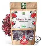 ORIGEENS Flor de Jamaica ECO, 50 bolsitas de té | Flor de Hibisco Ecológico por Te Frio, Agua de Jamaica, Infusion | Te de Hibisco organico por Dieta Detox Drenante