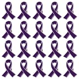 WANDIC 20 Pin Morado de Cinta, Broche Metálico de Lazo Cinta Púrpura Alfileres de Concienciación Violencia Doméstica y el Alzheimer Cáncer Accesorios Decorativos para Actividades Benéficas