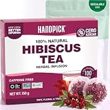 HANDPICK Té De Hibisco | 100 Bolsitas Redondas Sin Cafeína | Infusión con flores de hibisco en bolsitas redondas, sabor afrutado y color intenso