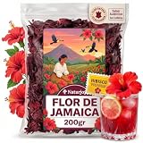 Flor de Jamaica para Adelgazar 200g - Te de Hibisco Premium - Hibiscus Tea | Flores Enteras para Infusion - Ayuda a Quemar Grasas, Acelera el Metabolismo y Mejora tu Piel - Agua de Jamaica Natural