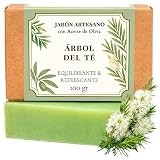 CABRERIZO SOAP Jabon Arbol de Te Antibacteriano 100 g. – Jabón Arbol del Té | Pastilla Jabon cuerpo y rostro 100 g. - Jabón antibacterial uso diario - Jabon artesanal para la piel del rostro
